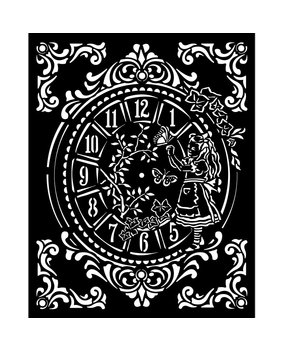 Stamperia Thick Stencil 20x25cm Alice Clock (KSTD090) (DISCONTINUED)