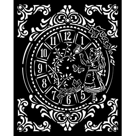 Stamperia Thick Stencil 20x25cm Alice Clock (KSTD090) (DISCONTINUED) Stamperia Thick Stencil 20x25cm Alice Clock (KSTD090) (DISCONTINUED)