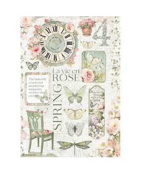Stamperia Rice Paper A4 La Vie en Rose (6 pcs) (DFSA4619) (DISCONTINUED)