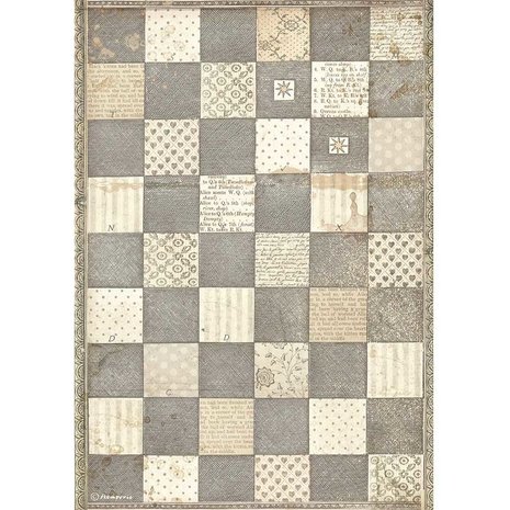 Stamperia Rice Paper A4 Alice Chessboard (6 pcs) (DFSA4605) (DISCONTINUED)
