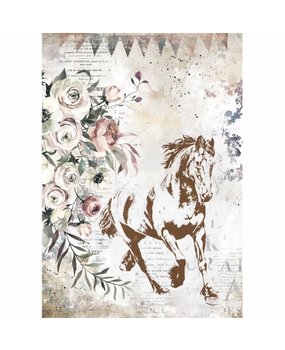 Stamperia Rice Paper A4 Romantic Horses Running Horse (6 pcs) (DFSA4579) (DISCONTINUED)