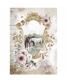 Stamperia Rice Paper A4 Romantic Horses Lake (6 pcs) (DFSA4582) (DISCONTINUED)