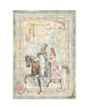 Stamperia Rice Paper A4 Sleeping Beauty Prince on Horse (6 pcs) (DFSA4575) (DISCONTINUED)
