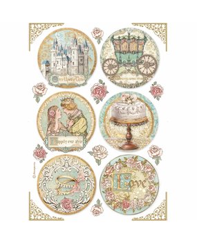 Stamperia Rice Paper A4 Sleeping Beauty Rounds (6 pcs) (DFSA4576) (DISCONTINUED)