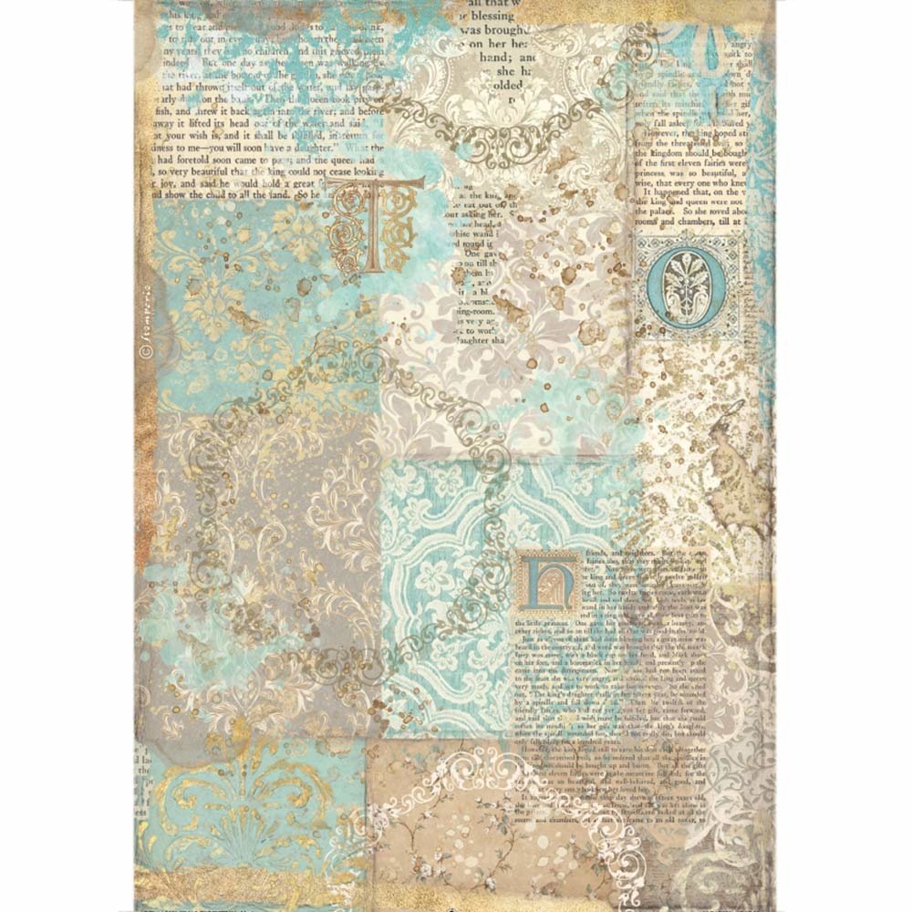 Stamperia Rice Paper A4 Sleeping Beauty Texture Gold (6 pcs) (DFSA4572) (DISCONTINUED)