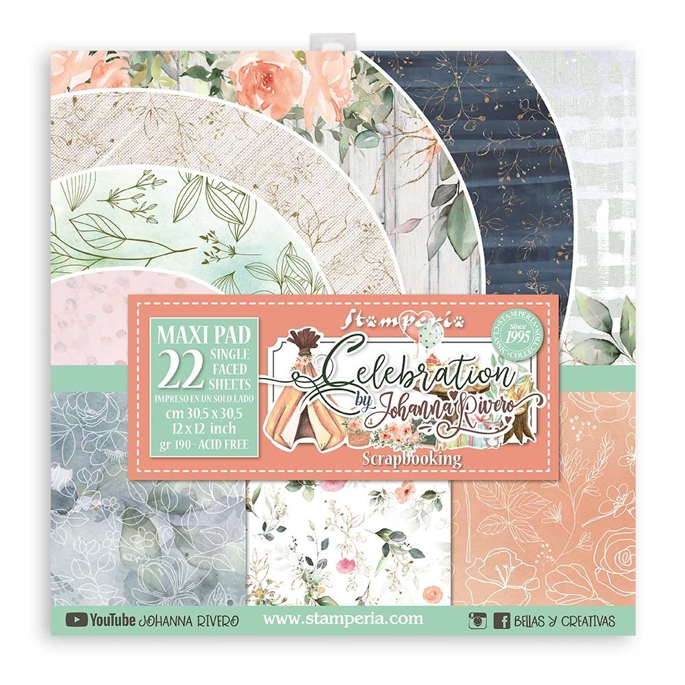 Stamperia Celebration 12x12 Inch Maxi Paper Pack (SBBXLB11) (DISCONTINUED) Stamperia Celebration 12x12 Inch Maxi Paper Pack (SBBXLB11) (DISCONTINUED)