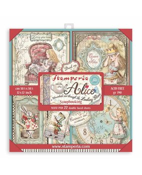 Stamperia Alice in Wonderland and Through the Looking Glass 12x12 Inch Maxi Paper Pack (SBBXL12)(DISCONTINUED)