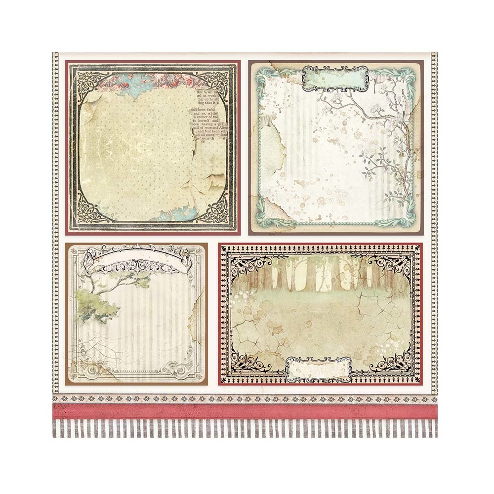 Stamperia Alice 4 Cards 12x12 Inch Paper Sheets (10pcs) (SBB817) (DISCONTINUED)