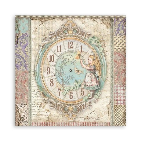 Stamperia Alice Clock 12x12 Inch Paper Sheets (10pcs) (SBB815) (DISCONTINUED) Stamperia Alice Clock 12x12 Inch Paper Sheets (10pcs) (SBB815) (DISCONTINUED)