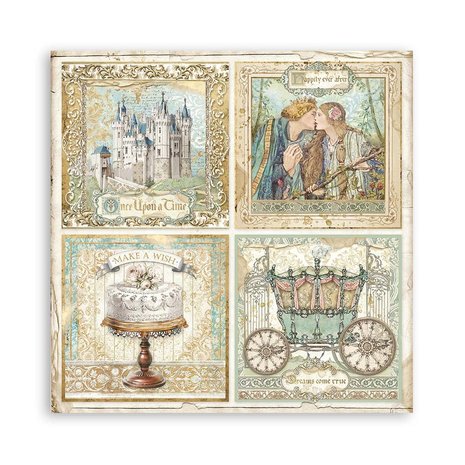 Stamperia Sleeping Beauty 4 Cards 12x12 Inch Paper Sheets (10pcs) (SBB793) (DISCONTINUED)