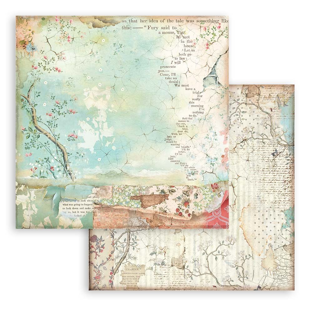 Stamperia Alice Backgrounds 8x8 Inch Paper Pack (SBBS46)