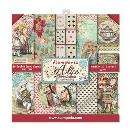 Stamperia Alice in Wonderland 6x6 Inch Paper Pack (SBBXS03) (DISCONTINUED) Stamperia Alice in Wonderland 6x6 Inch Paper Pack (SBBXS03) (DISCONTINUED)
