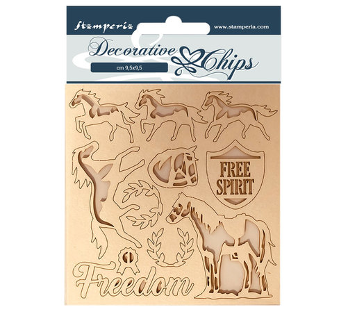 Stamperia Decorative Chips Romantic Horses Freedom (SCB98) (DISCONTINUED)