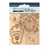 Stamperia Decorative Chips Alice Keys and Frames (SCB75) (DISCONTINUED)