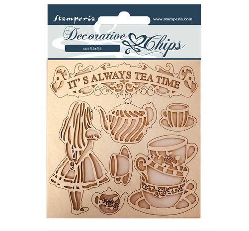 Stamperia Decorative Chips Alice Tea Time (SCB49) (DISCONTINUED)
