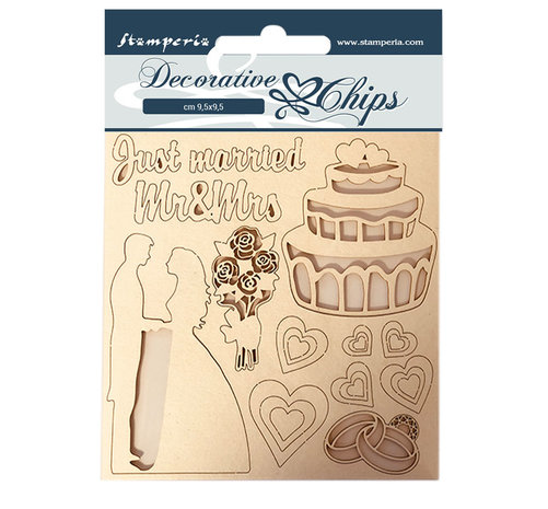 Stamperia Decorative Chips Sleeping Beauty Just Married (SCB62) (DISCONTINUED)