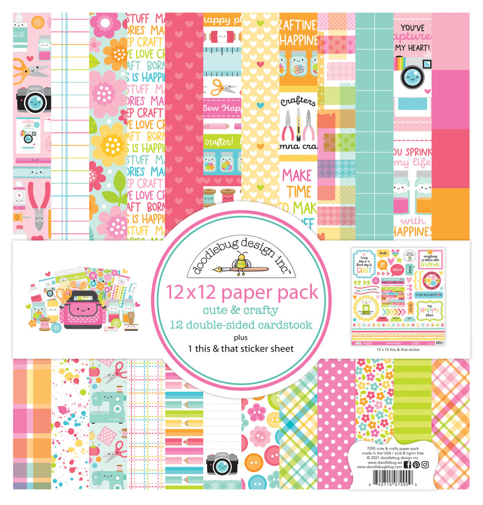 Doodlebug Design Cute & Crafty 12x12 Inch Paper Pack (7290) (DISCONTINUED)