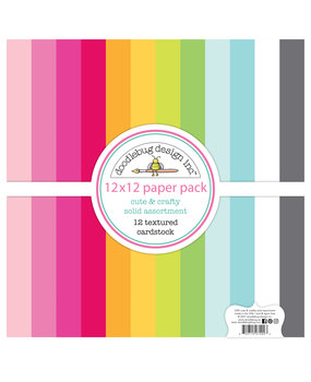 Doodlebug Design Cute & Crafty 12x12 Inch Textured Cardstock Assortment Pack (7292) (DISCONTINUED)