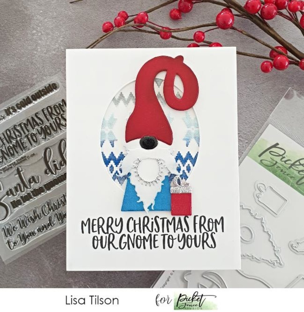 Picket Fence Studios A Gnome Christmas 4x4 Inch Clear Stamps (C-126) (OUTLET)