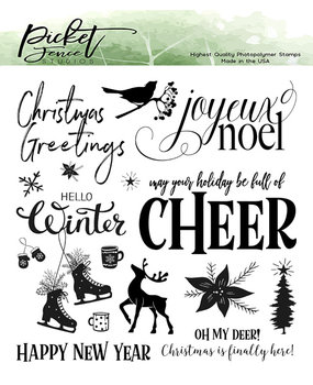 Picket Fence Studios Joyeux Noel 6x6 Inch Clear Stamps (C-129) (OUTLET)
