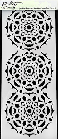 Picket Fence Studios Slim Line Reversed Hand Cut Snowflake 4x10 Inch Stencil (SC-252) (OUTLET)