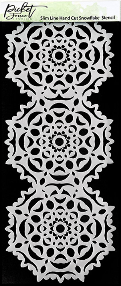 Picket Fence Studios Slim Line Hand Cut Snowflake 4x10 Inch Stencil (SC-253) (OUTLET)