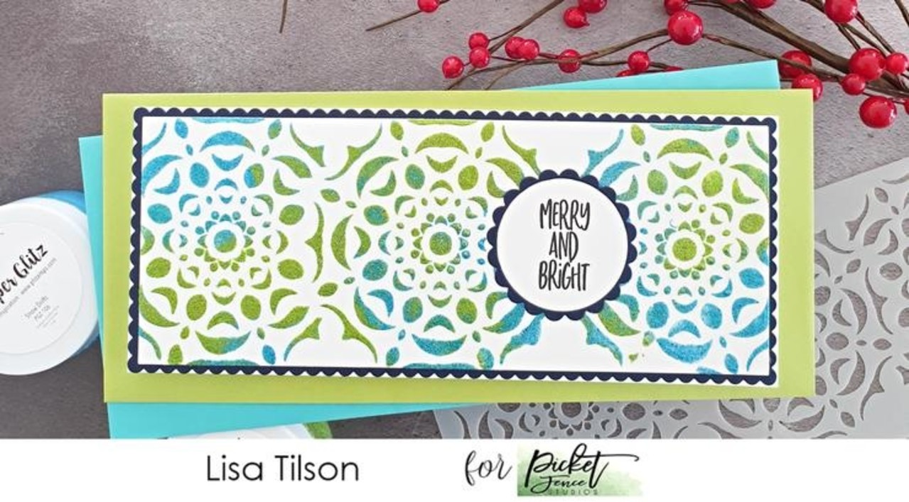 Picket Fence Studios Slim Line Reversed Hand Cut Snowflake 4x10 Inch Stencil (SC-252) (OUTLET)