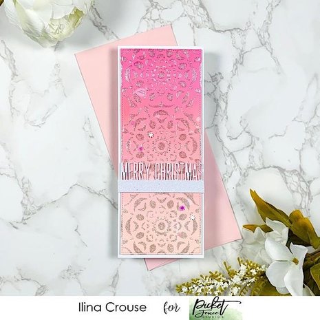 Picket Fence Studios Slim Line Reversed Hand Cut Snowflake 4x10 Inch Stencil (SC-252) (OUTLET)