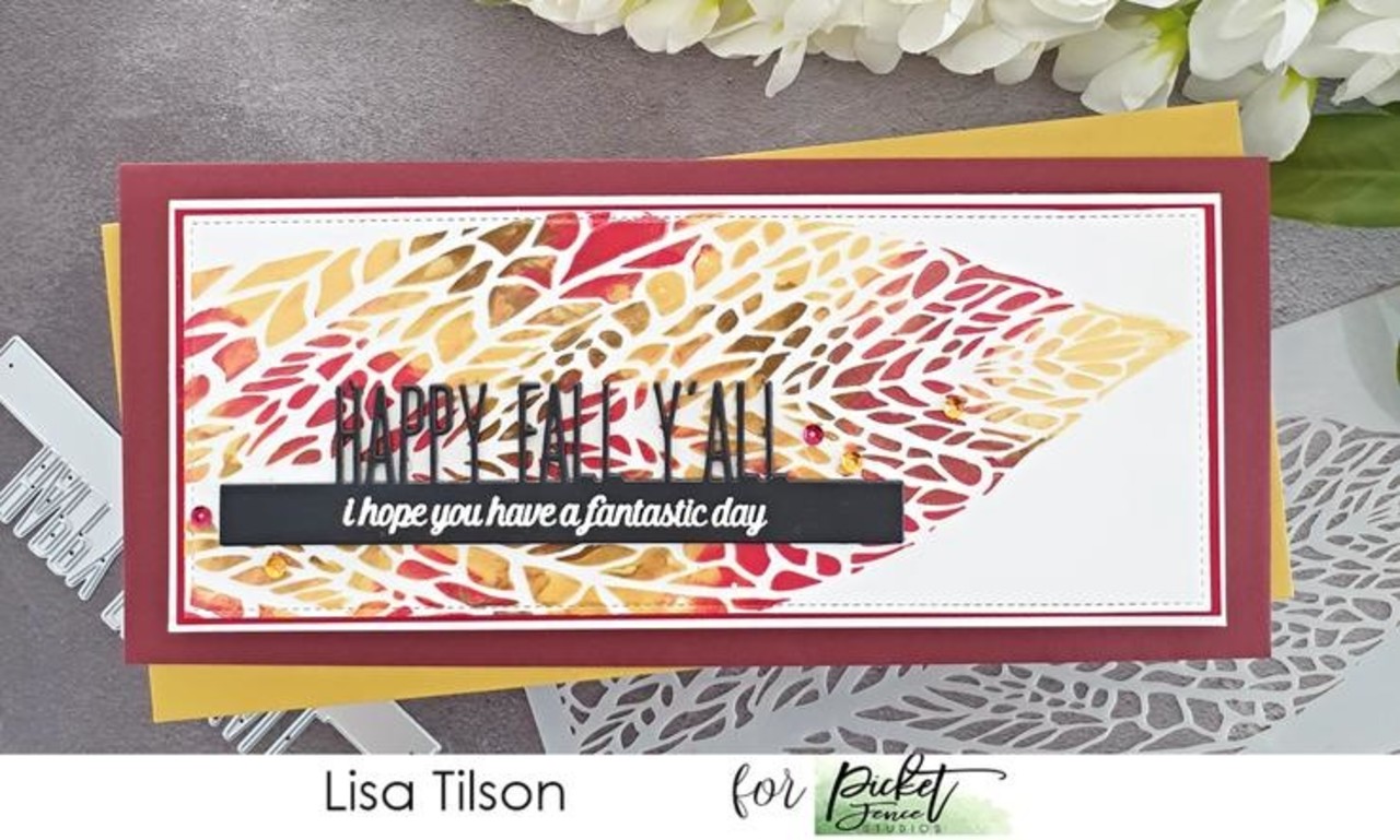 Picket Fence Studios Slim Line Reversed Leaf 4x10 Inch Stencil (SC-241) (OUTLET)