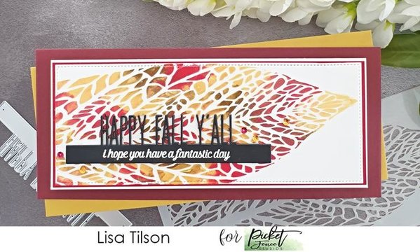 Picket Fence Studios Slim Line Reversed Leaf 4x10 Inch Stencil (SC-241) (OUTLET)