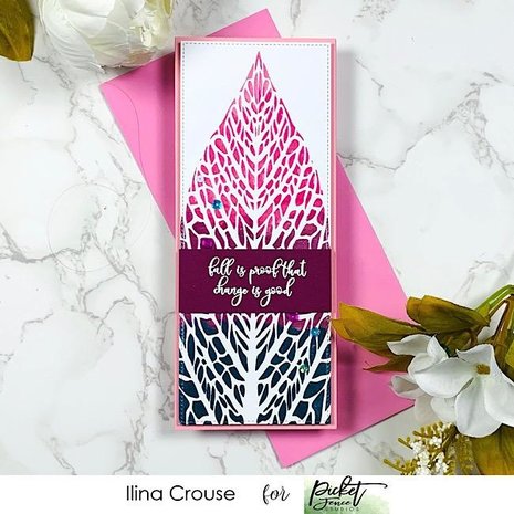 Picket Fence Studios Slim Line Reversed Leaf 4x10 Inch Stencil (SC-241) (OUTLET)