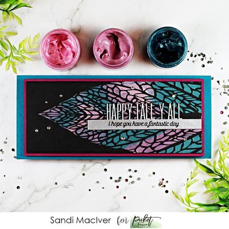 Picket Fence Studios Slim Line Reversed Leaf 4x10 Inch Stencil (SC-241) (OUTLET)