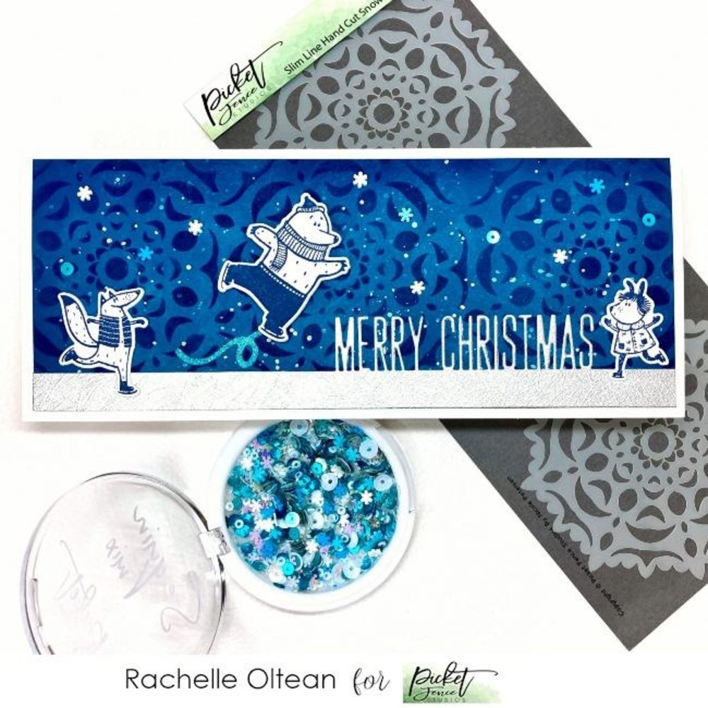 Picket Fence Studios Slim Line Hand Cut Snowflake 4x10 Inch Stencil (SC-253) (OUTLET)