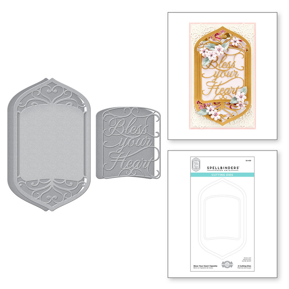 Spellbinders Bless Your Heart Vignette Etched Dies (S5-459) (OUTLET)