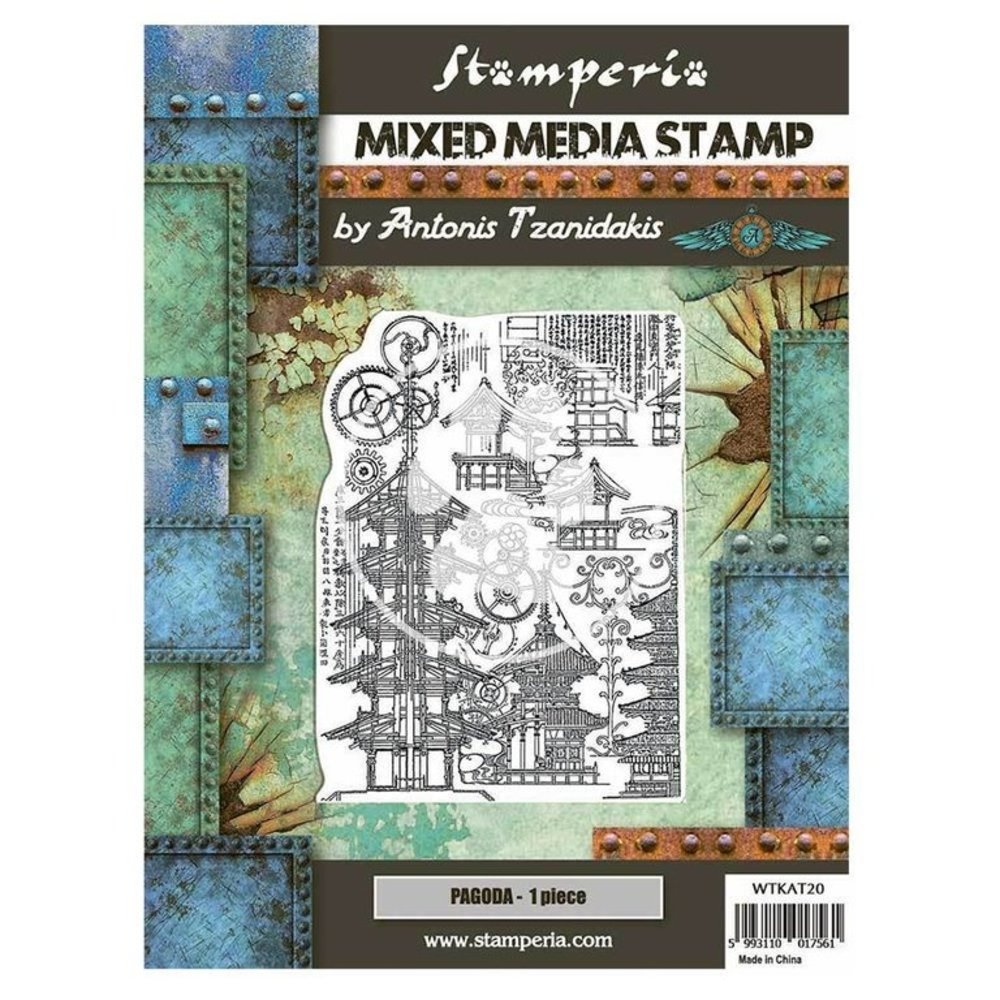 Stamperia Mixed Media Stamp Sir Vagabond in Japan Pagoda (WTKAT20) (DISCONTINUED) Stamperia Mixed Media Stamp Sir Vagabond in Japan Pagoda (WTKAT20) (DISCONTINUED)