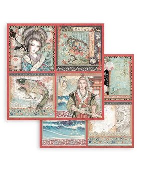 Stamperia Sir Vagabond in Japan 4 Cards 12x12 Inch Paper Sheets (10pcs) (SBB832) (DISCONTINUED)