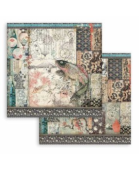 Stamperia Sir Vagabond in Japan Mechanical Fish 12x12 Inch Paper Sheets (10pcs) (SBB823) (DISCONTINUED)