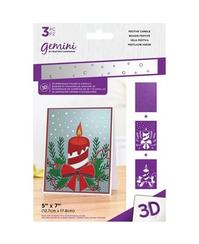 Gemini Festive Candle 3D Embossing Folder & Stencil (GEM-EF5-3D-FECA) (DISCONTINUED)