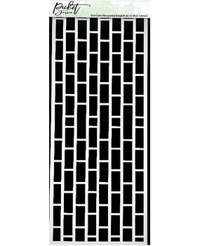 Picket Fence Studios Slim Line Horizontal English Brick Wall 4x10 Inch Stencil (SC-263) (OUTLET)