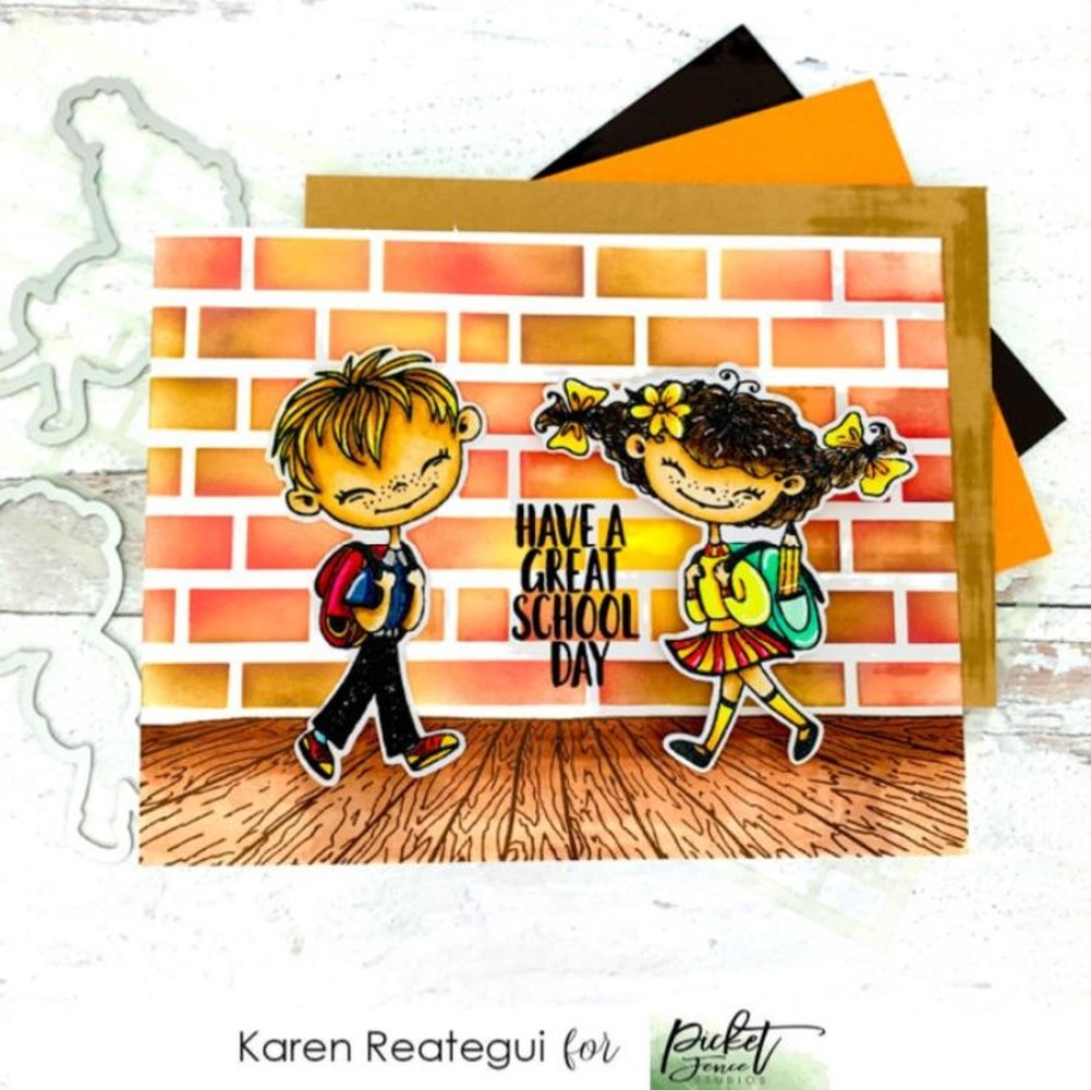 Picket Fence Studios Slim Line Horizontal English Brick Wall 4x10 Inch Stencil (SC-263) (OUTLET)