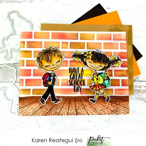 Picket Fence Studios Slim Line Horizontal English Brick Wall 4x10 Inch Stencil (SC-263) (OUTLET)