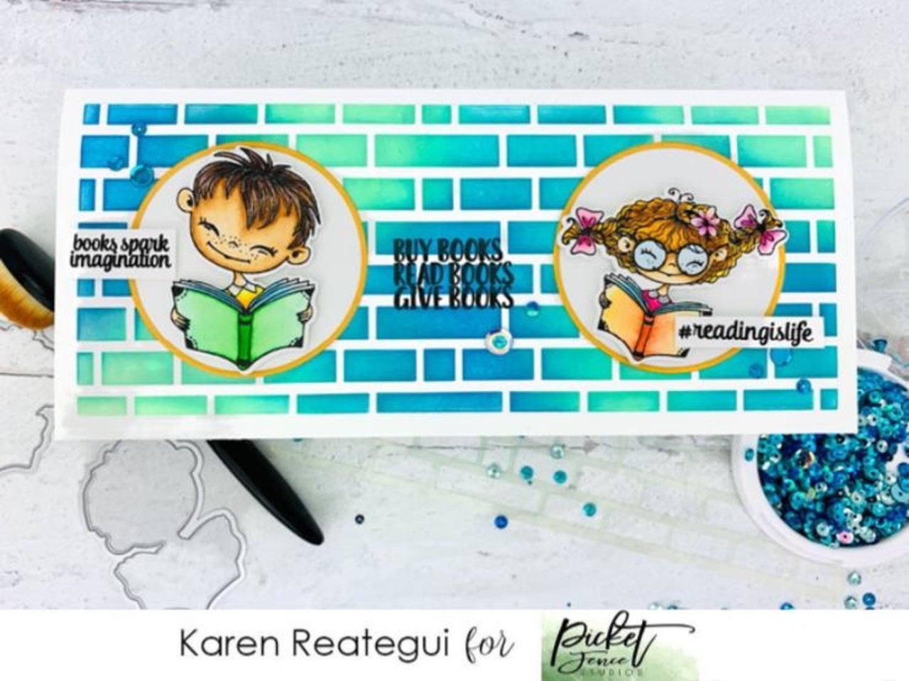 Picket Fence Studios Slim Line Horizontal English Brick Wall 4x10 Inch Stencil (SC-263) (OUTLET)