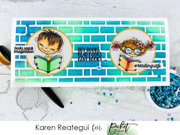 Picket Fence Studios Slim Line Horizontal English Brick Wall 4x10 Inch Stencil (SC-263) (OUTLET)