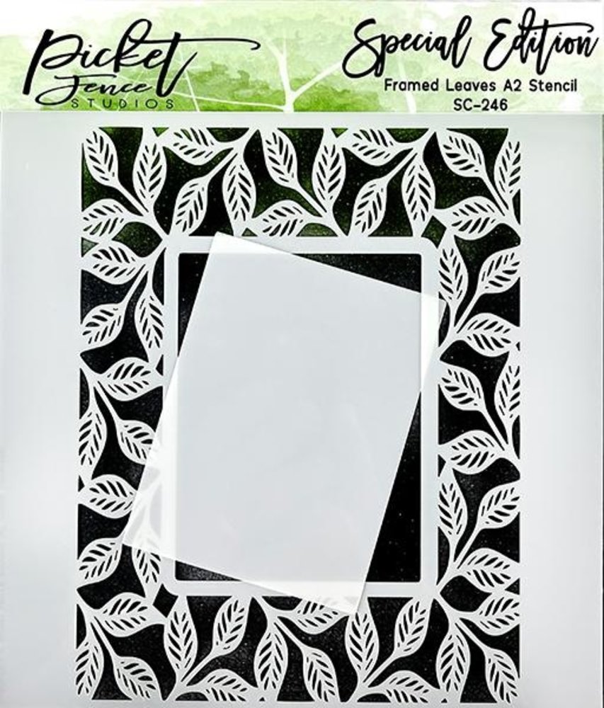 Picket Fence Studios Framed Leaves 6x6 Inch Stencil (SC-246) (OUTLET) Picket Fence Studios Framed Leaves 6x6 Inch Stencil (SC-246) (OUTLET)