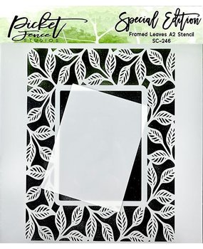 Picket Fence Studios Framed Leaves 6x6 Inch Stencil (SC-246) (OUTLET)