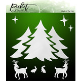 Picket Fence Studios A Winter Scene 6x6 Inch Stencil (SC-255) (OUTLET)