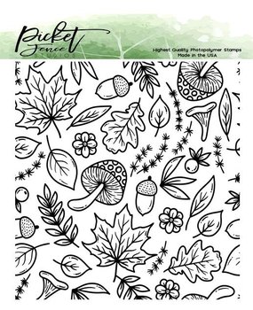 Picket Fence Studios A Medley of Fall Collage 4x4 Inch Clear Stamps (BB-167) (OUTLET)