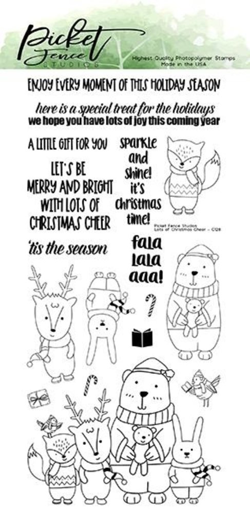 Picket Fence Studios Lots of Christmas Cheer 4x8 Inch Clear Stamps (C-128) (OUTLET)