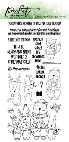 Picket Fence Studios Lots of Christmas Cheer 4x8 Inch Clear Stamps (C-128) (OUTLET)