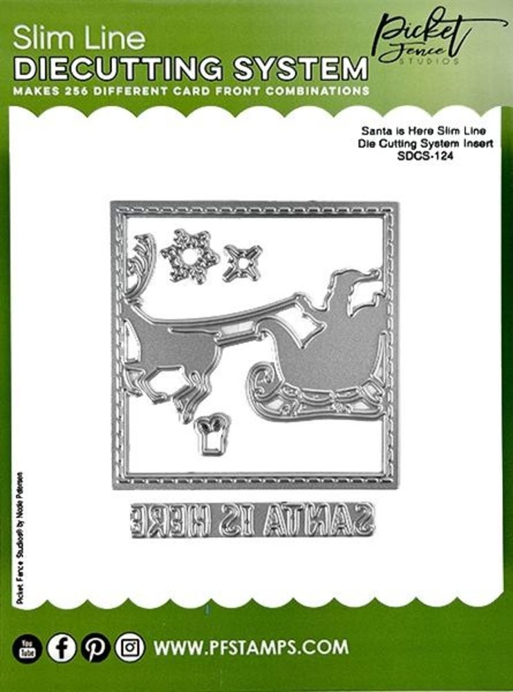 Picket Fence Studios Santa is Here Slim Line 4x4 Inch Die Cutting System Insert (SDCS-124) (OUTLET)